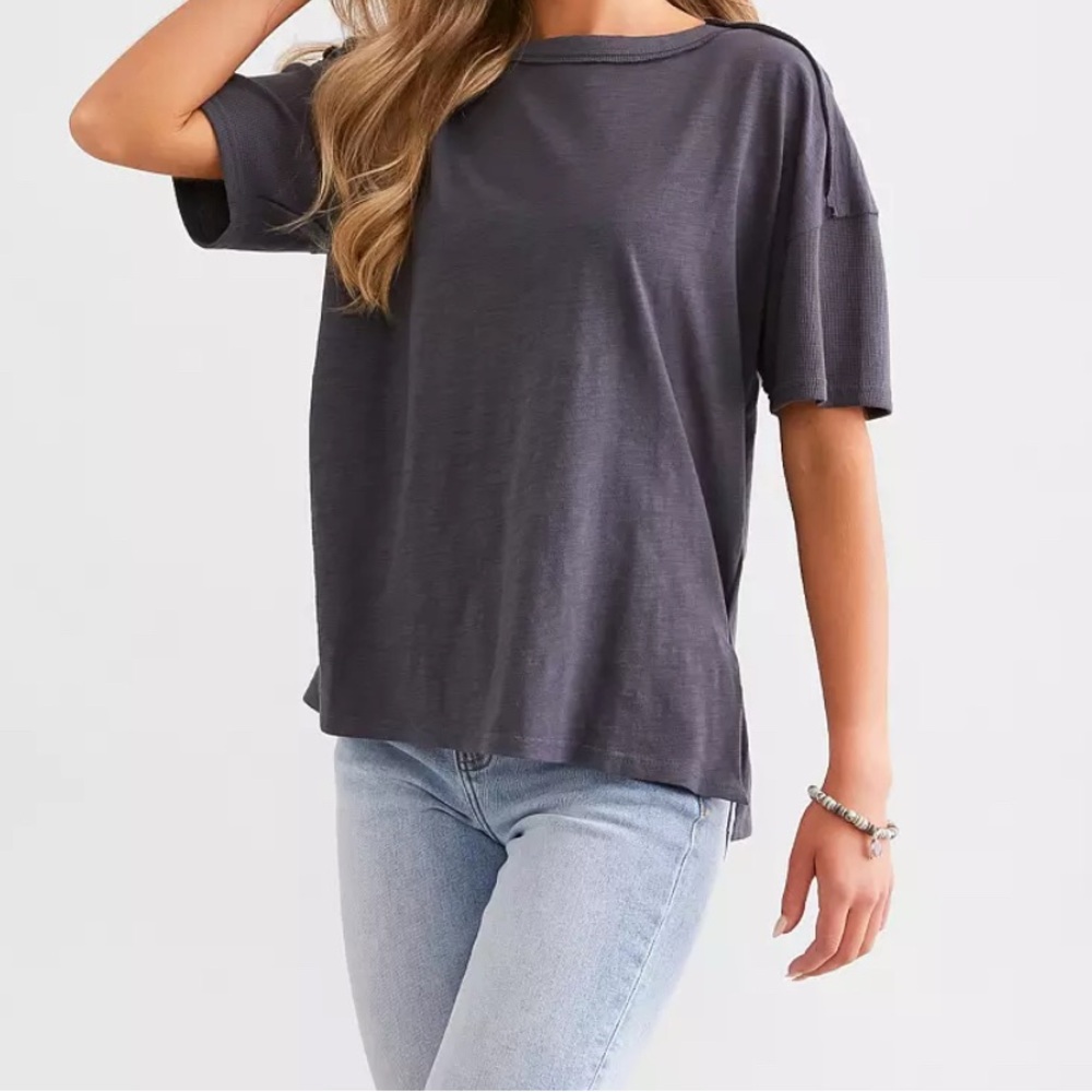 NWOT BKE Pieced Raw Edge Top